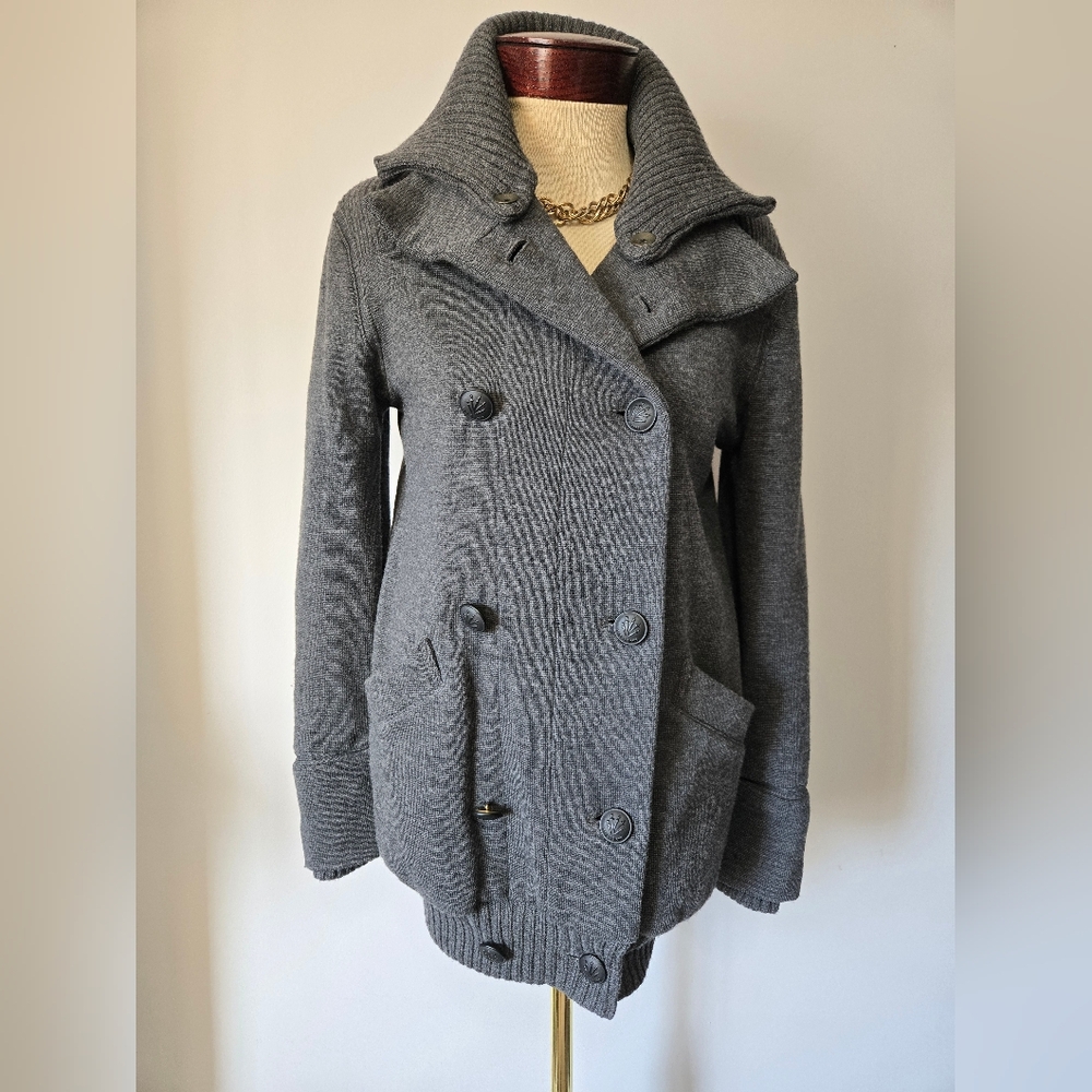 Rag & Bone Charcoal Merino Wool Knit Collar Jacket. Size XS